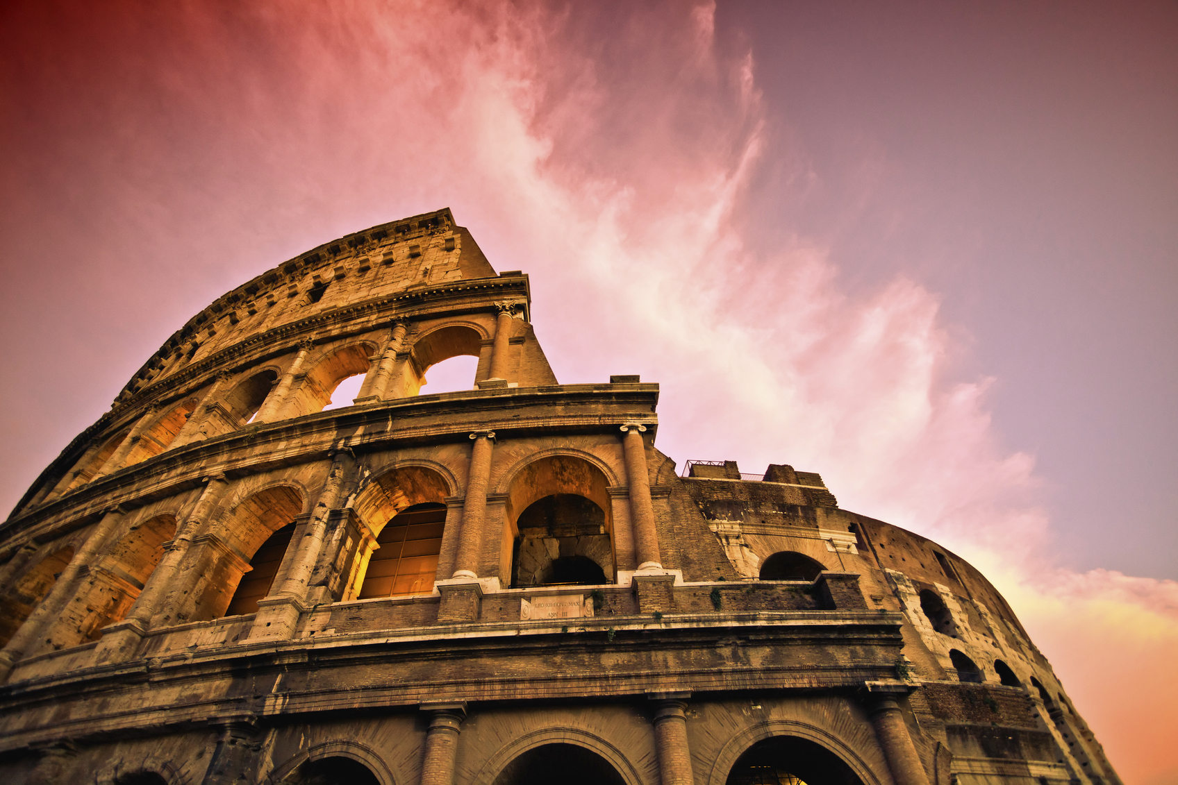 Coliseum of Rome at sunset